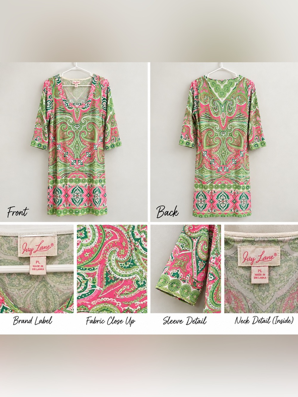 Ivy Lane Vibrant Paisley Asymmetrical Women's Dress in Pink & Green